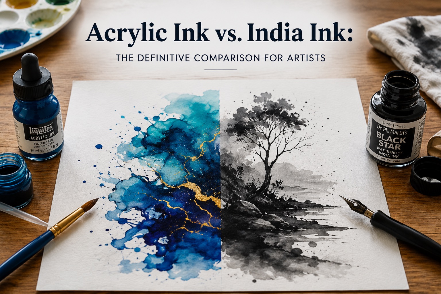 Comparison of Acrylic Ink vs India Ink